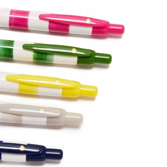 Kate Spade New York Black Ink Plastic Click Pens, Rugby Stripe (Set of 5) - Picture 3 of 10